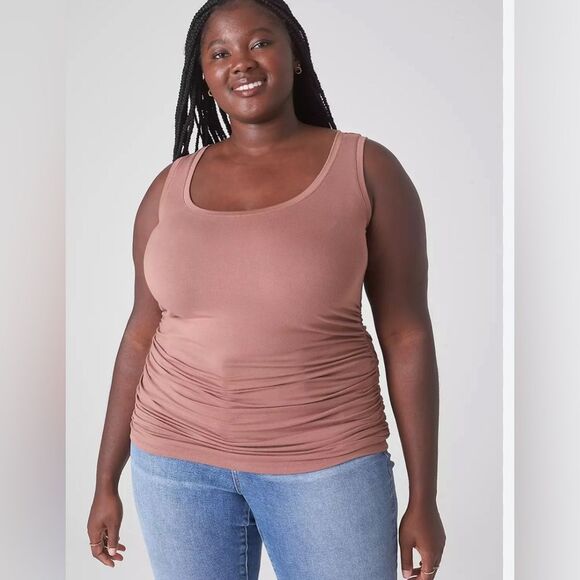 Lane Bryant mauve fitted ruched side top size 22/24 - Picture 1 of 9